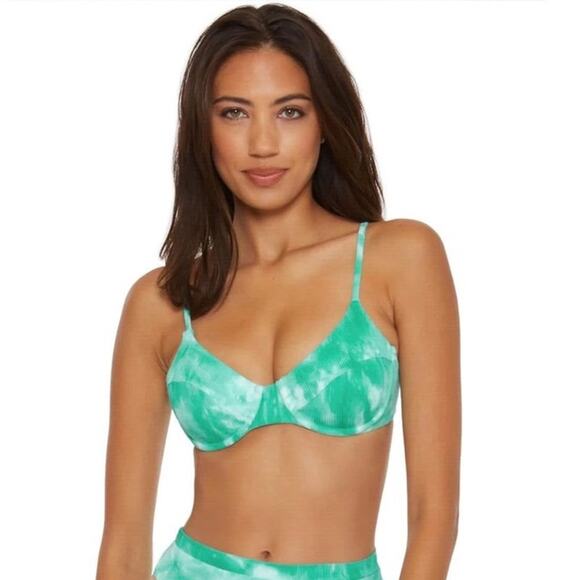 BECCA Crystal Sarah Rib Underwire Bra Swim Top Jasper Size Large - Picture 1 of 6